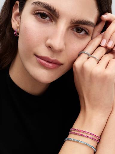 Glittrande rosa tennisarmband