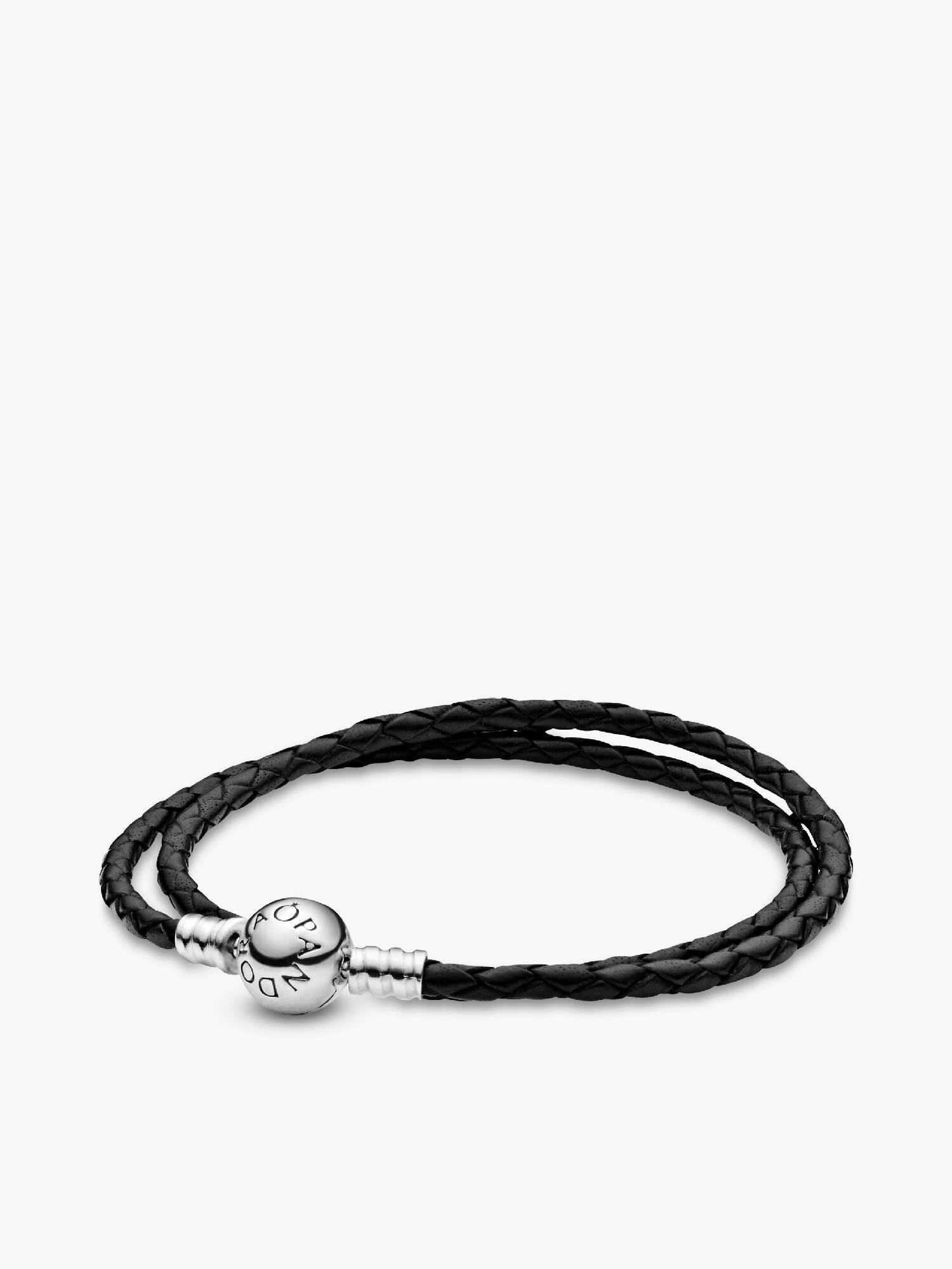 Pandora Moments dubbelt svart läderarmband