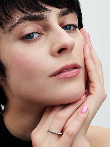 Dubbel Pandora ME-ring med vit sten
