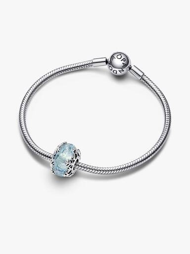 Winter Blue Snowflake Murano Charm
