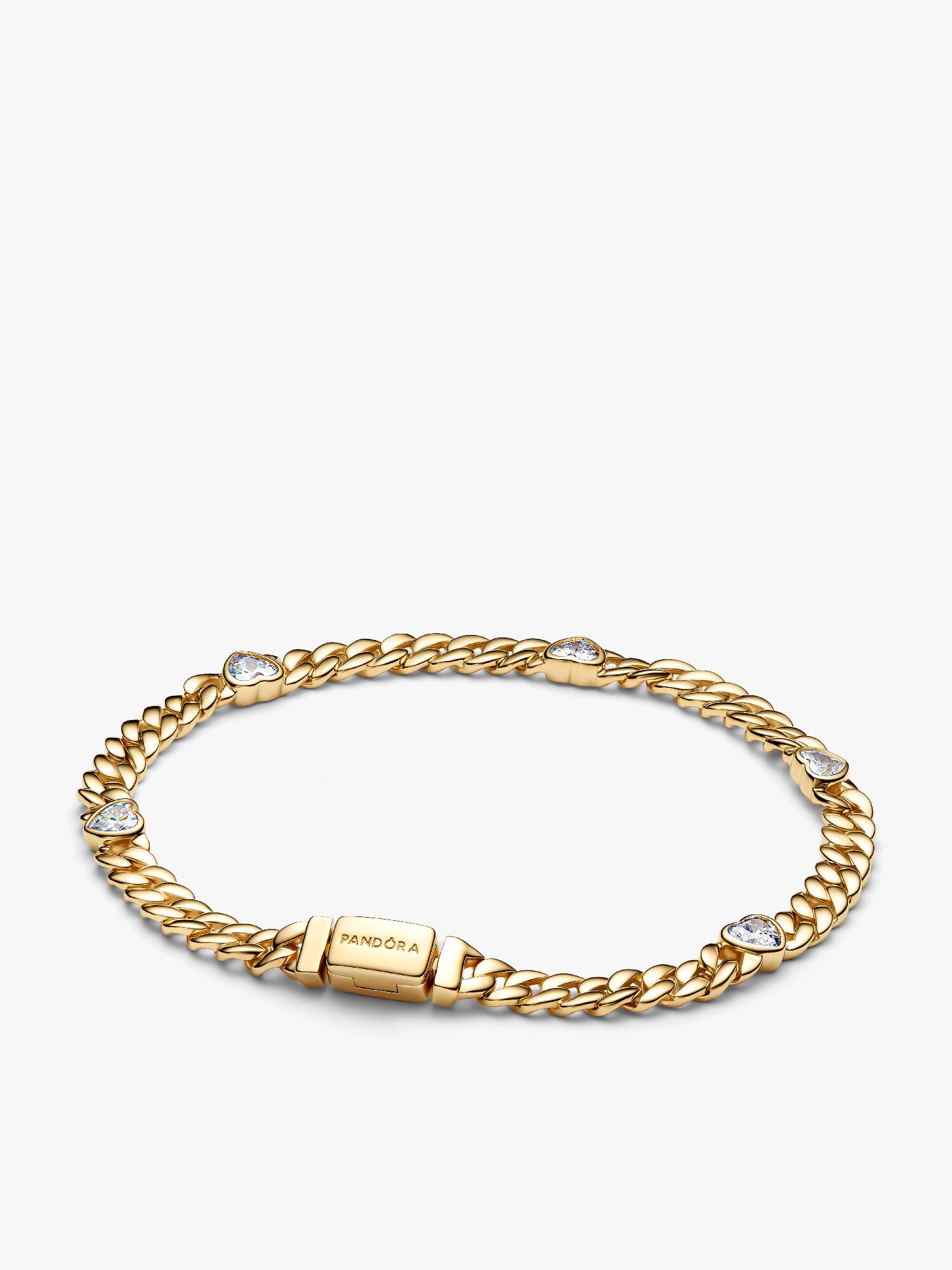 Pansarkedjearmband med hjärtformade stenar