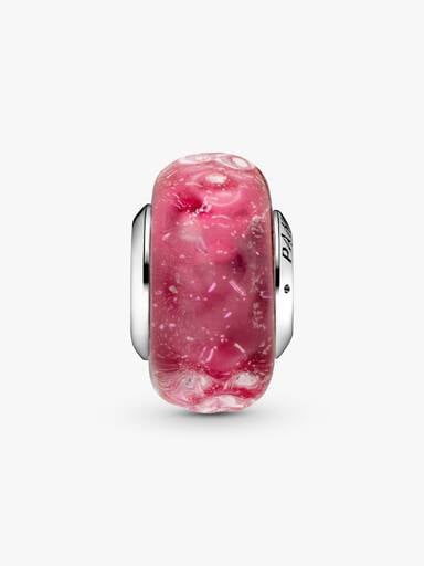 Vågig Mörkrosa Muranoglas Berlock