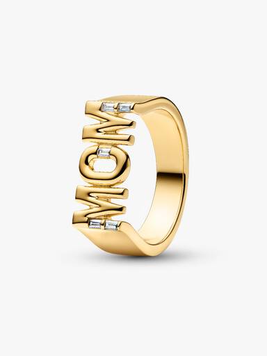 Guldpläterad ring ”MOM”