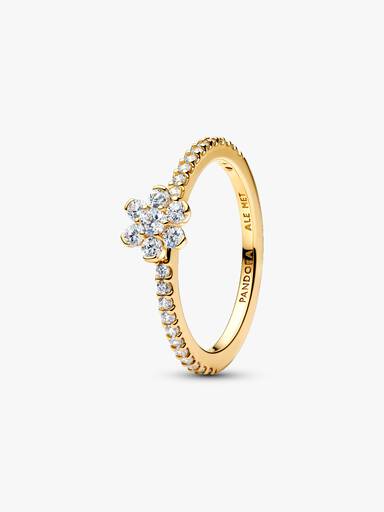 Ring med glittrande blomma