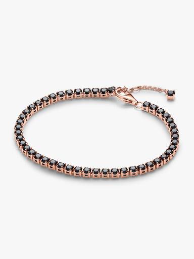 Svart glittrande tennisarmband