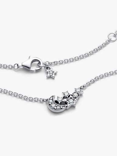 Collierhalsband med glittrande måne och stjärna