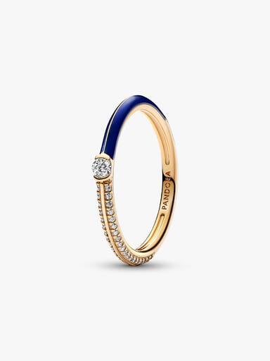Dubbel Pandora ME-ring med blå sten