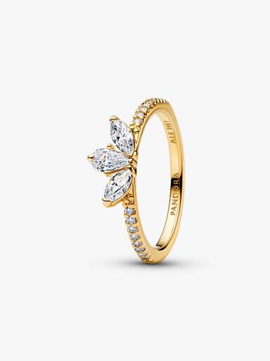 Ring med glittrande blomma