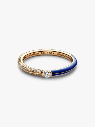 Dubbel Pandora ME-ring med blå sten