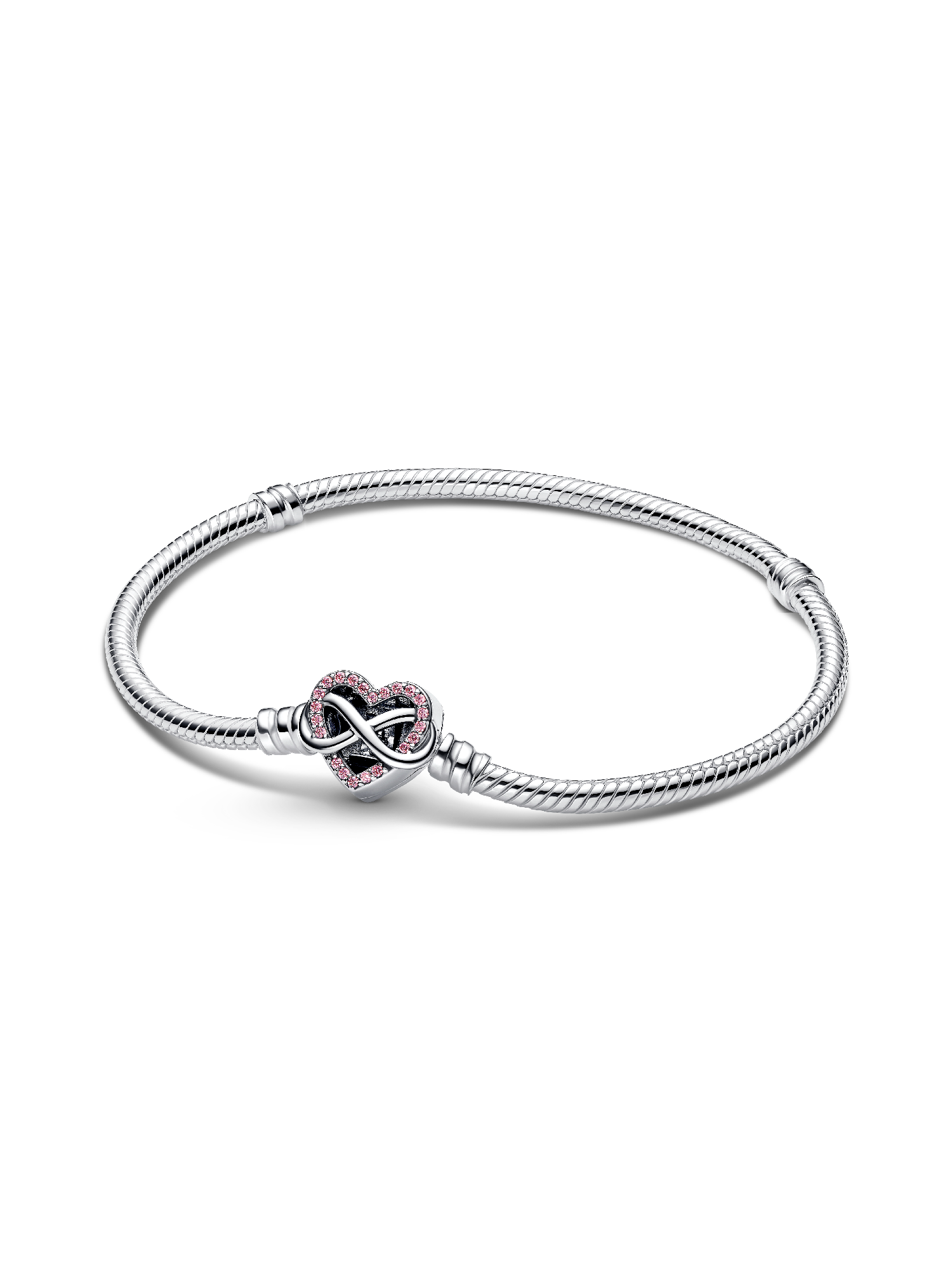 Ormkedjearmband med rosa gnistrande hjärtlås