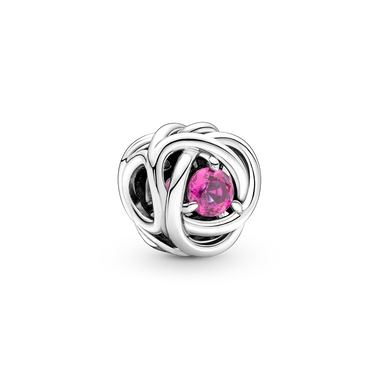 Oktober Födelsesten Evighetssymbol med en rosa sten, berlock