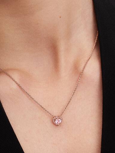 Collierhalsband med rosa sten