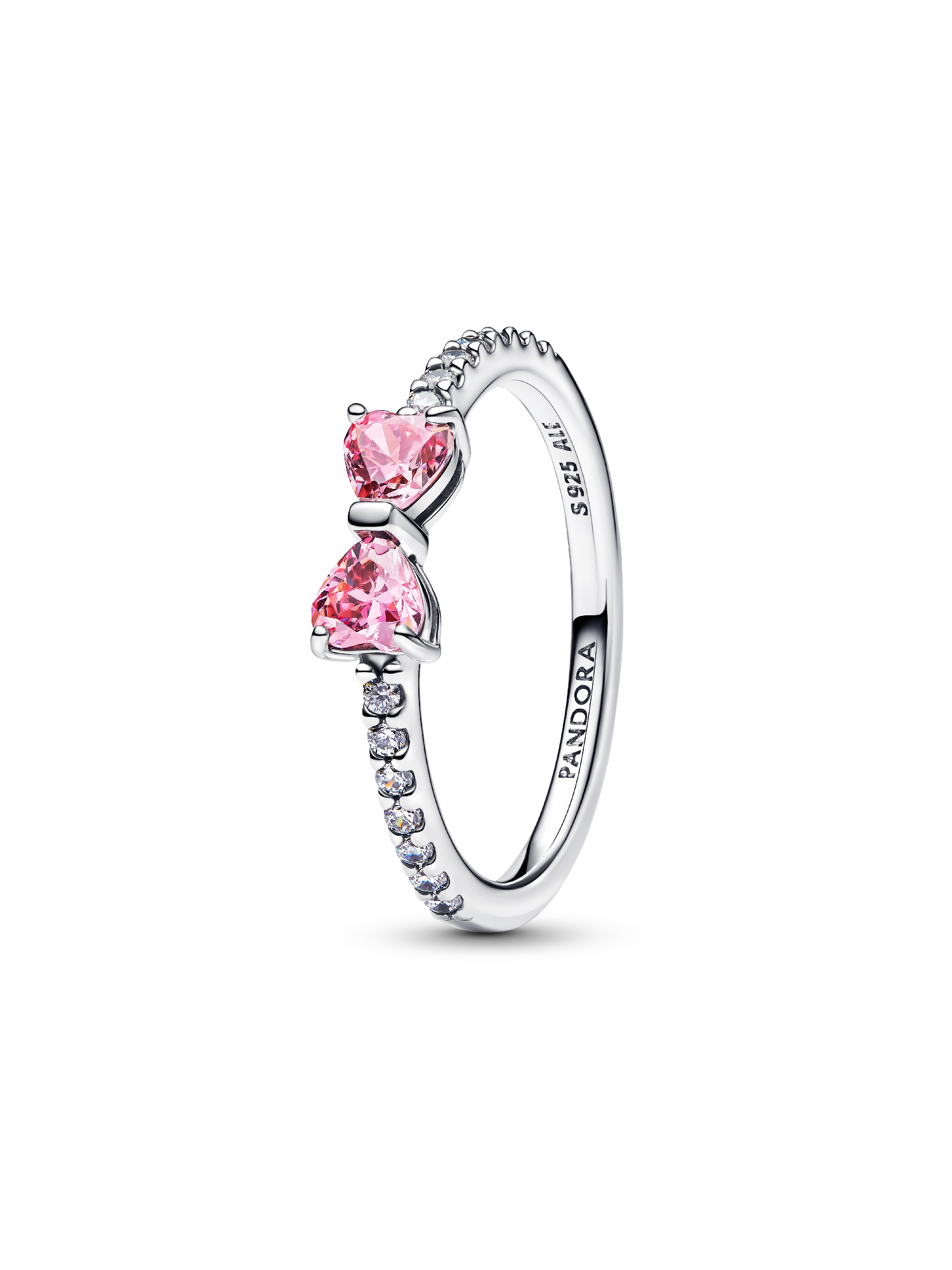 Ring med rosettformad design och två rosa stenar