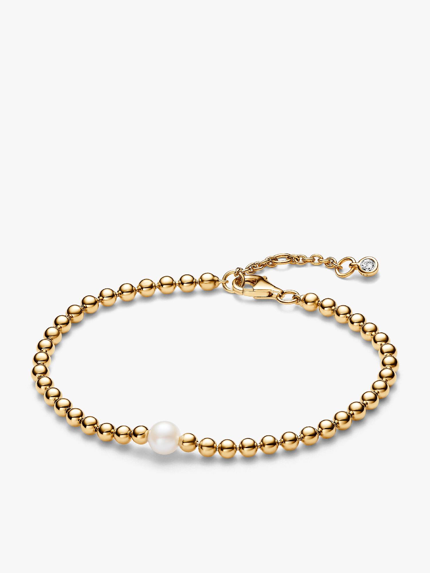 Armband med behandlad sötvattensodlad pärla och metallpärlor