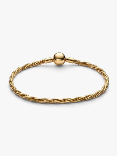 Runt, vridet ormkedjearmband med Pandora-logotyp