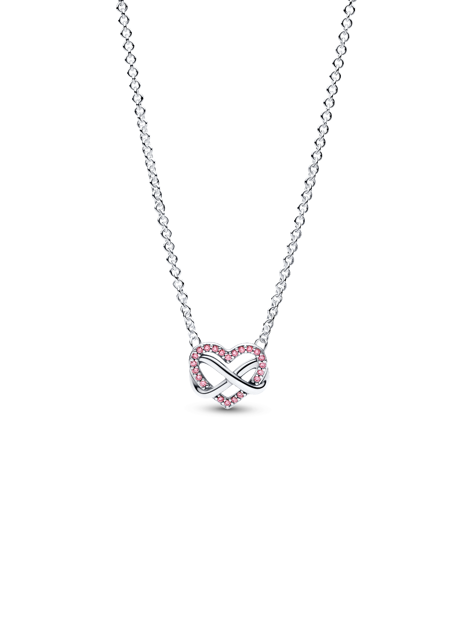 Collierhalsband med gnistrande rosa hjärta i oändlighetsdesign
