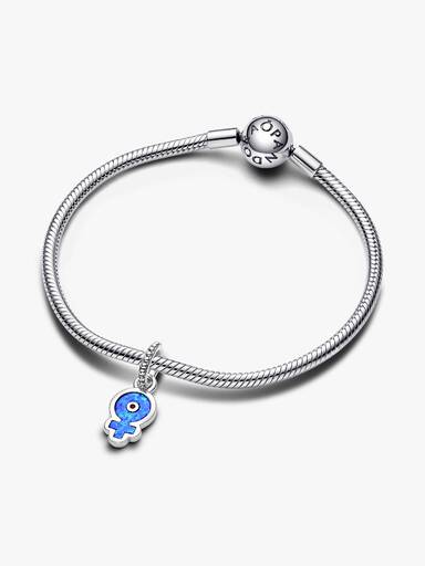 Hängberlock med feminin symbol och blå artificiell opal