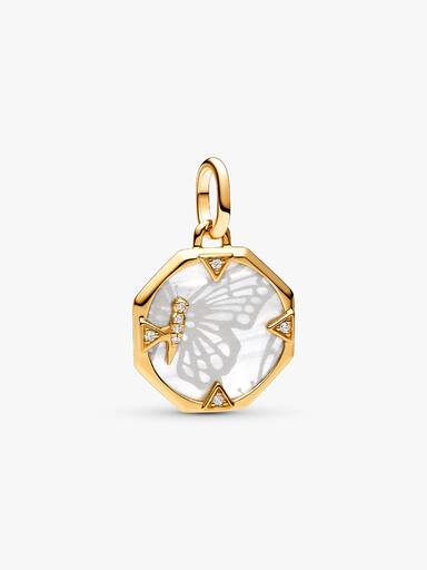 Pandora ME medaljongberlock: pärlemorskimrande fjäril