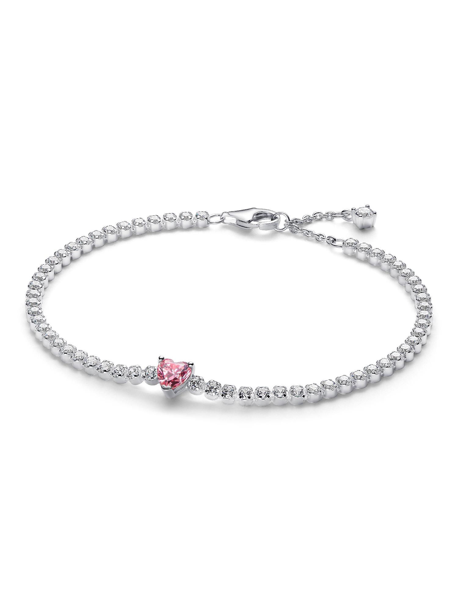 Tennisarmband med glittrande rosa hjärta