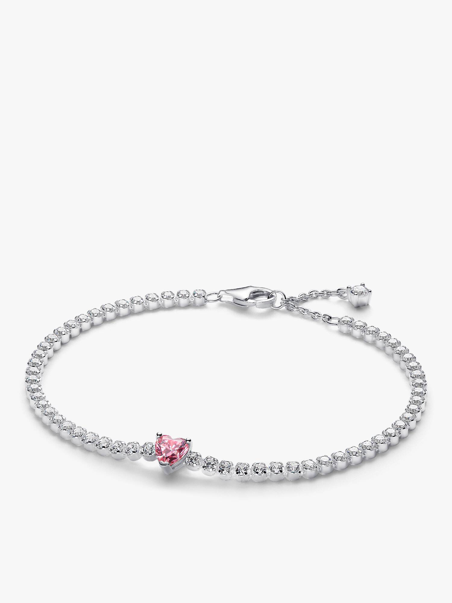 Tennisarmband med glittrande rosa hjärta
