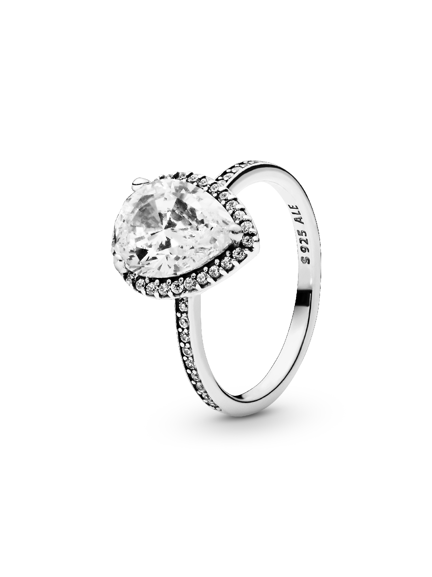 Sparkling Teardrop Halo Ring
