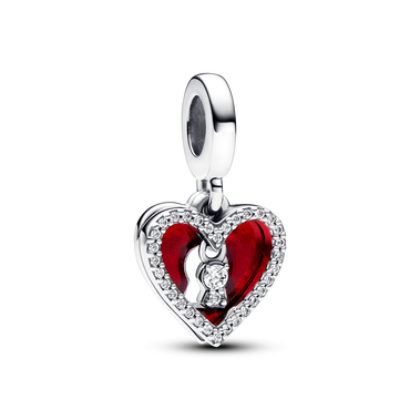 Dubbel hängberlock med rött hjärta och nyckelhål