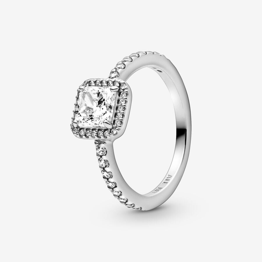 Square Sparkle Halo Ring image number 0