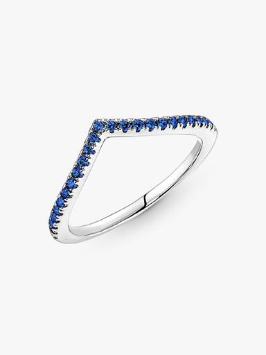Pandora Timeless wishbone-ring med blå stenar