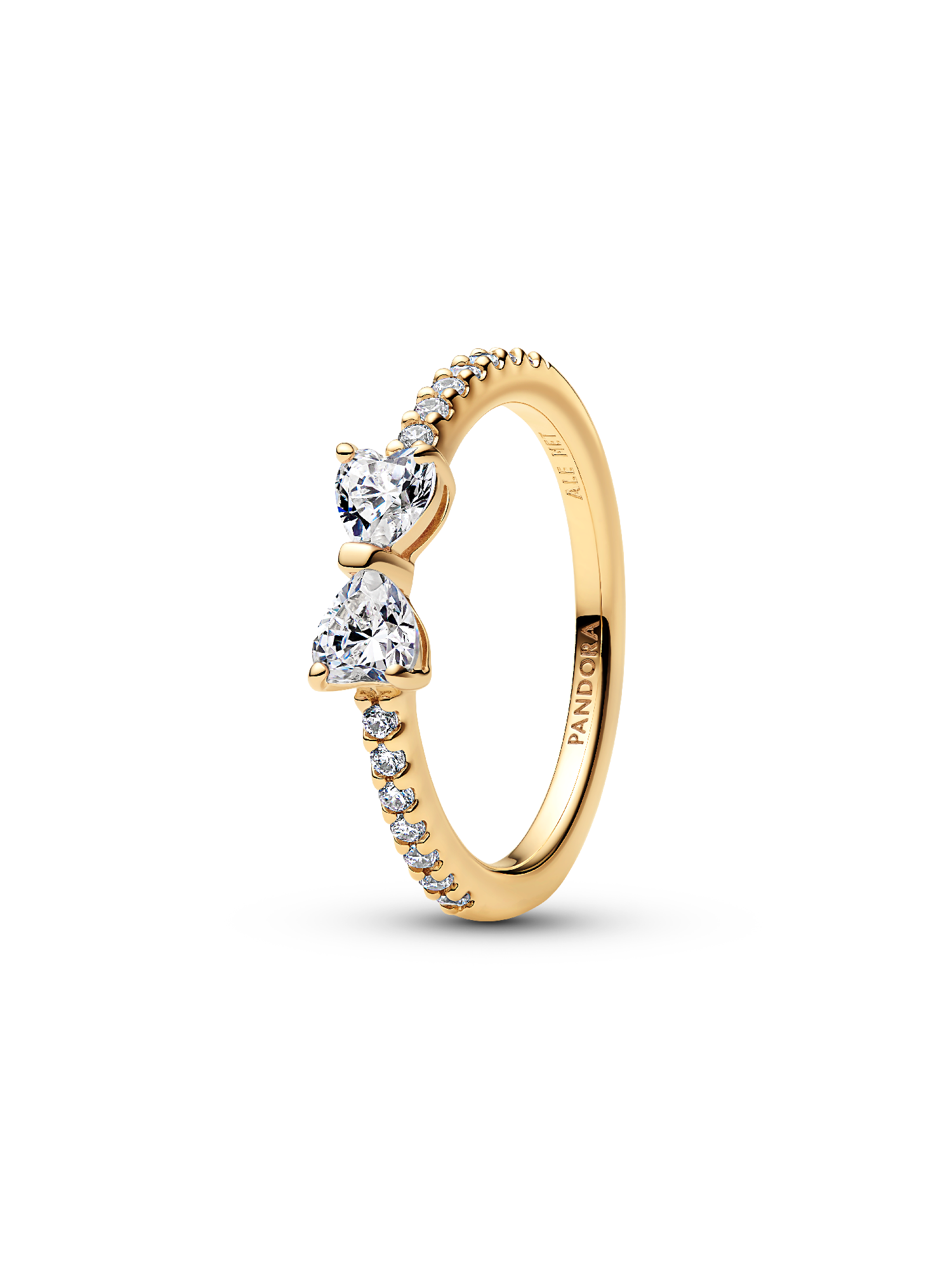 Ring med rosettformad design och två klara stenar