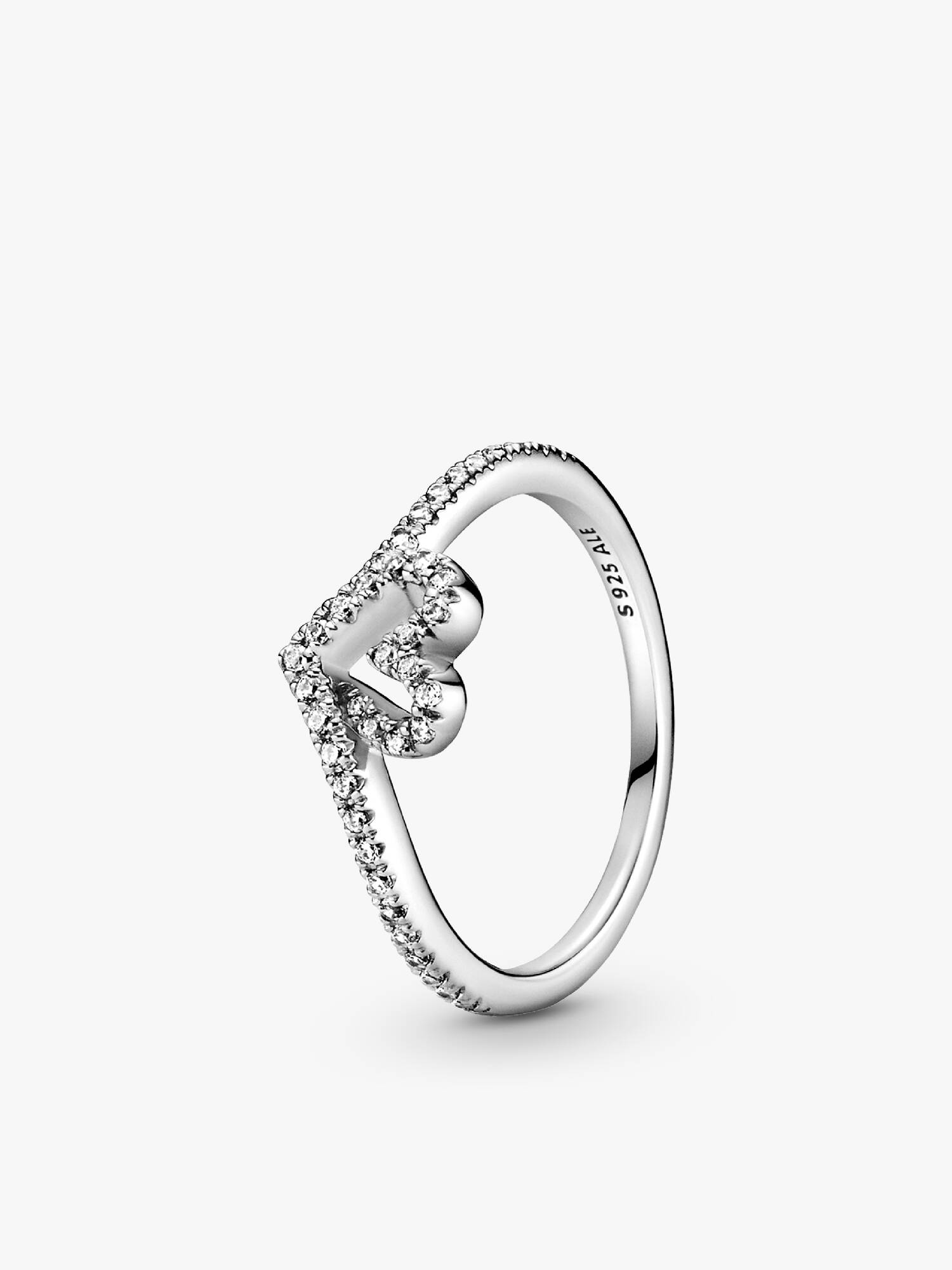 Gnistrande wishbone-ring med hjärta