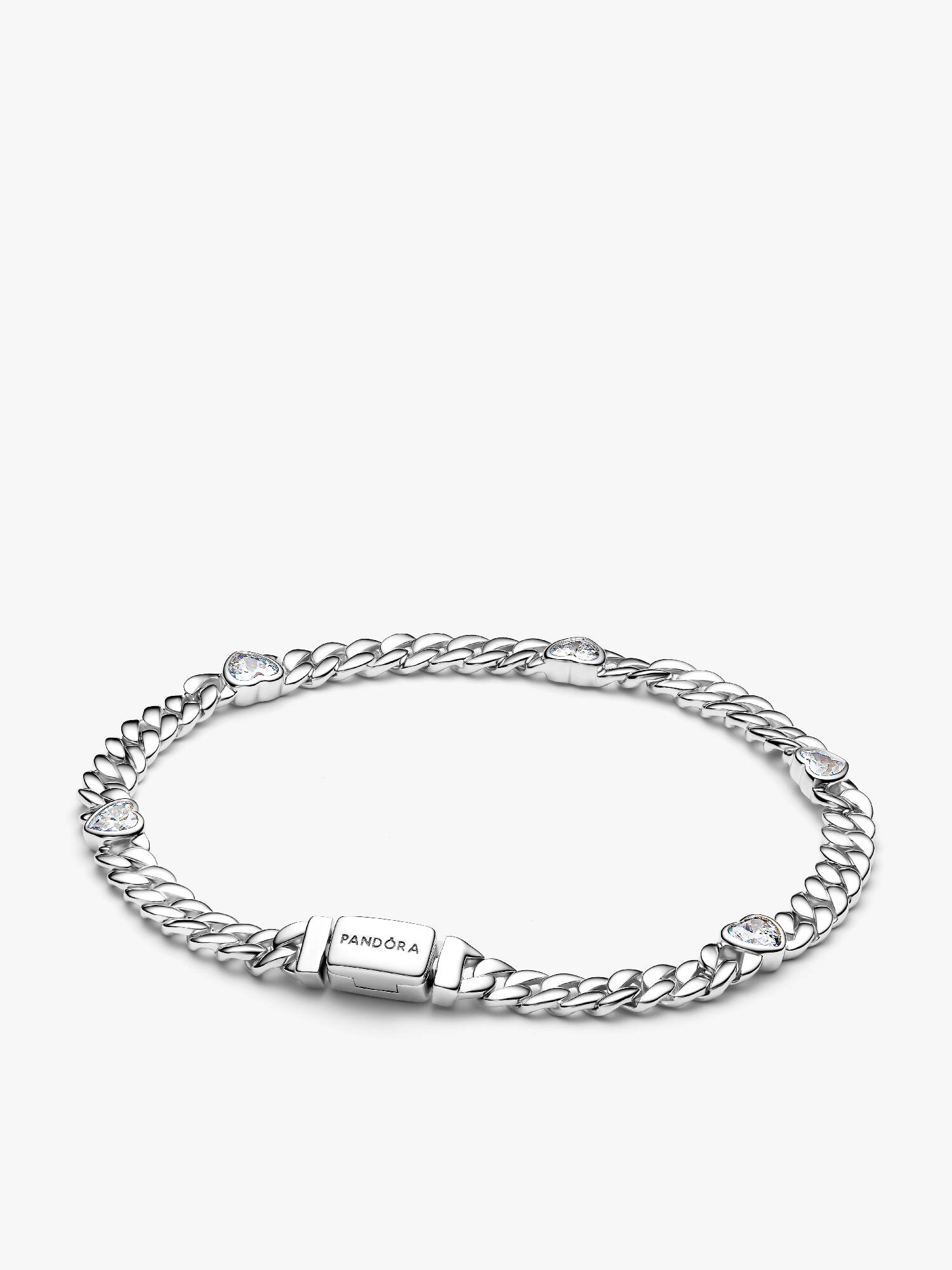Pansarkedjearmband med hjärtformade stenar