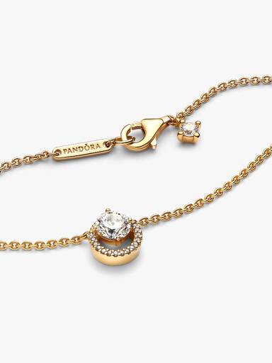 Glittrande Runt Halo Pendant Collier Halsband