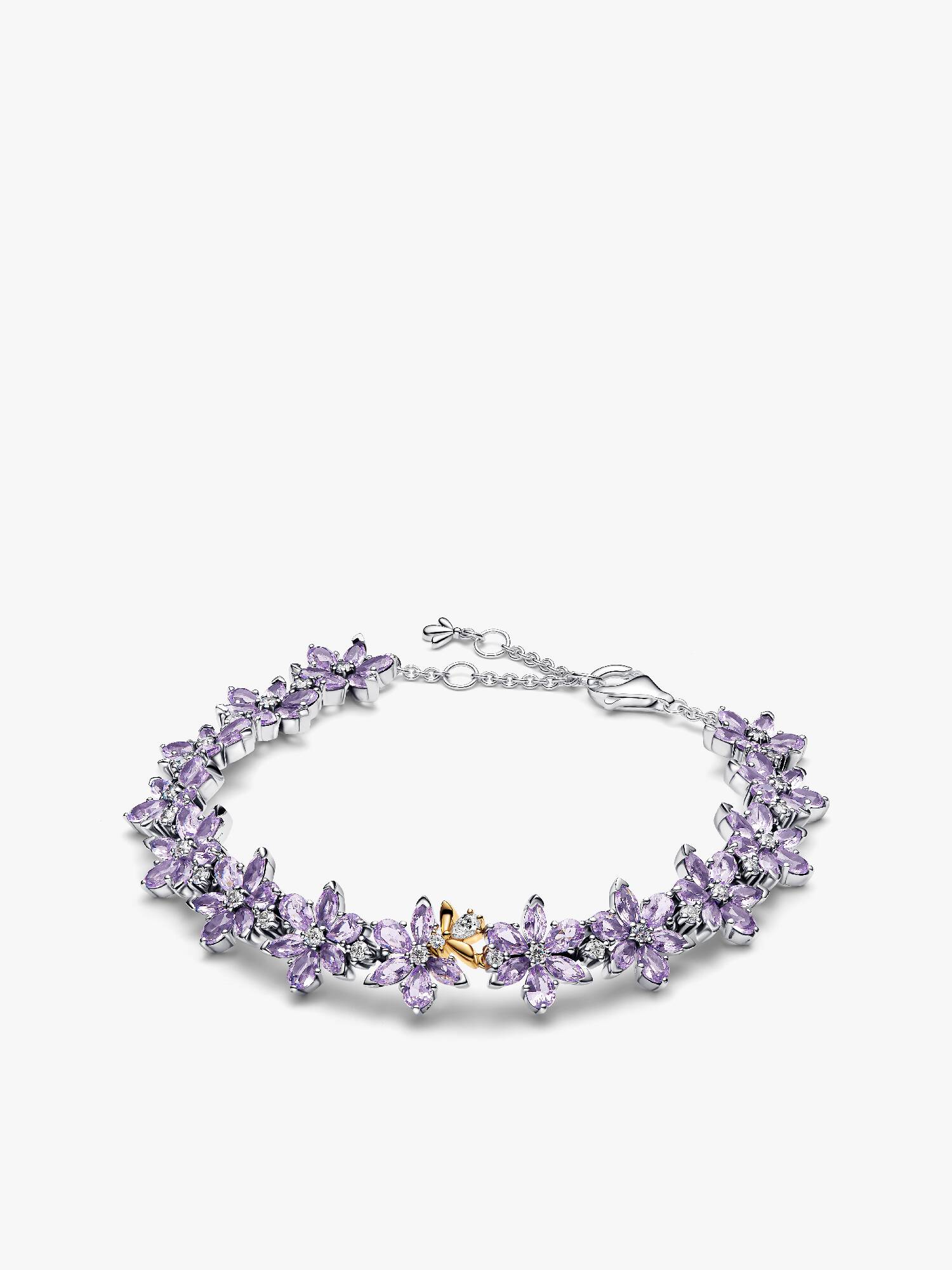 Bridgerton tennisarmband med blomma och bi