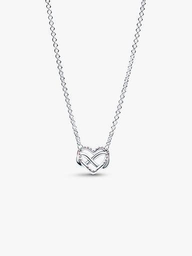 Collierhalsband med gnistrande rosa hjärta i oändlighetsdesign