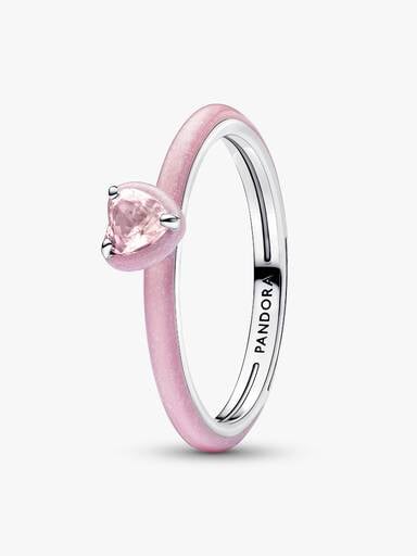 Ring med rosa hjärtformad sten