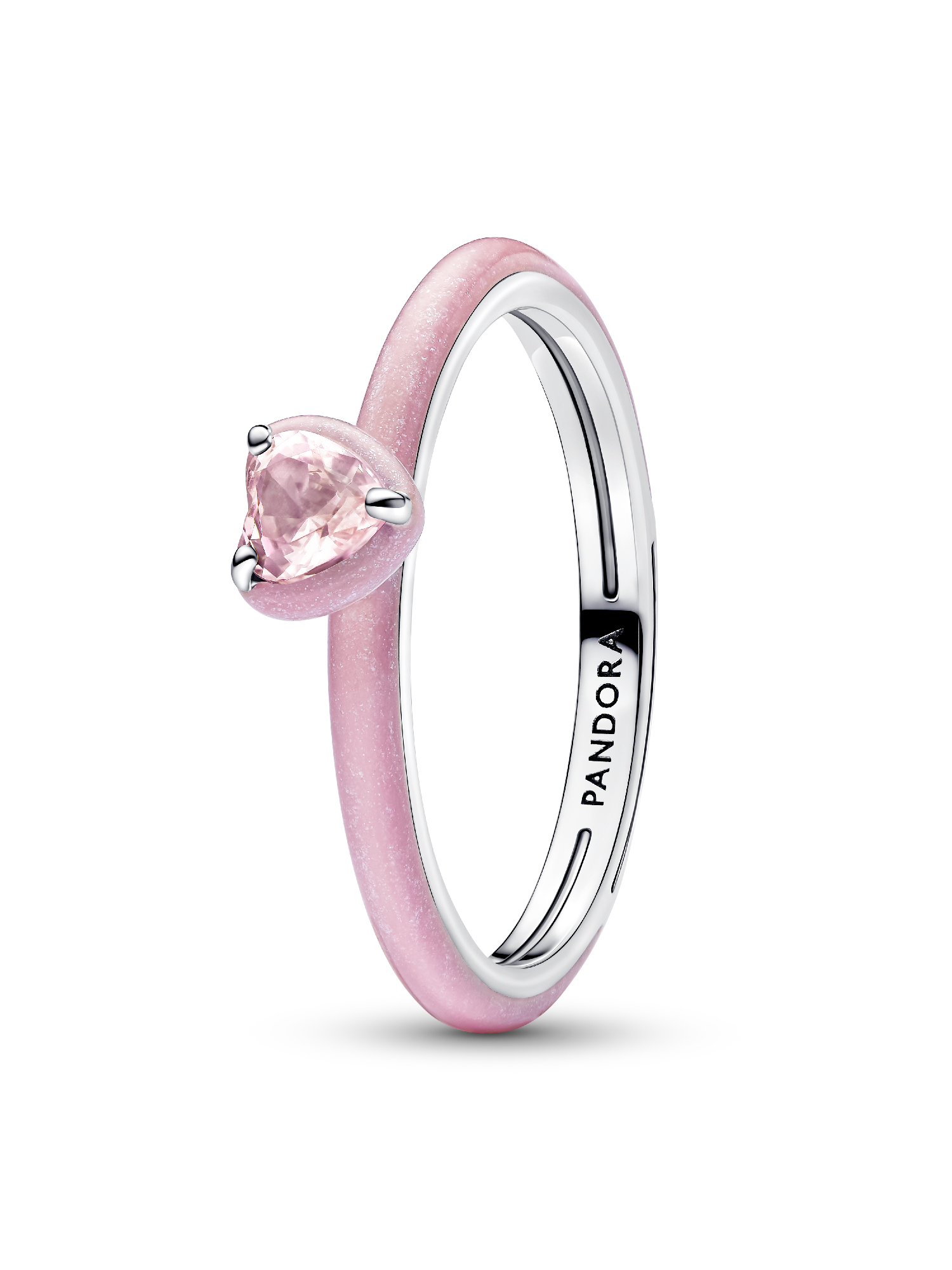 Ring med rosa hjärtformad sten