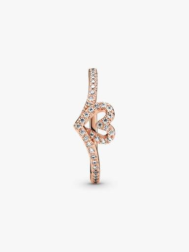 Gnistrande wishbone-ring med hjärta