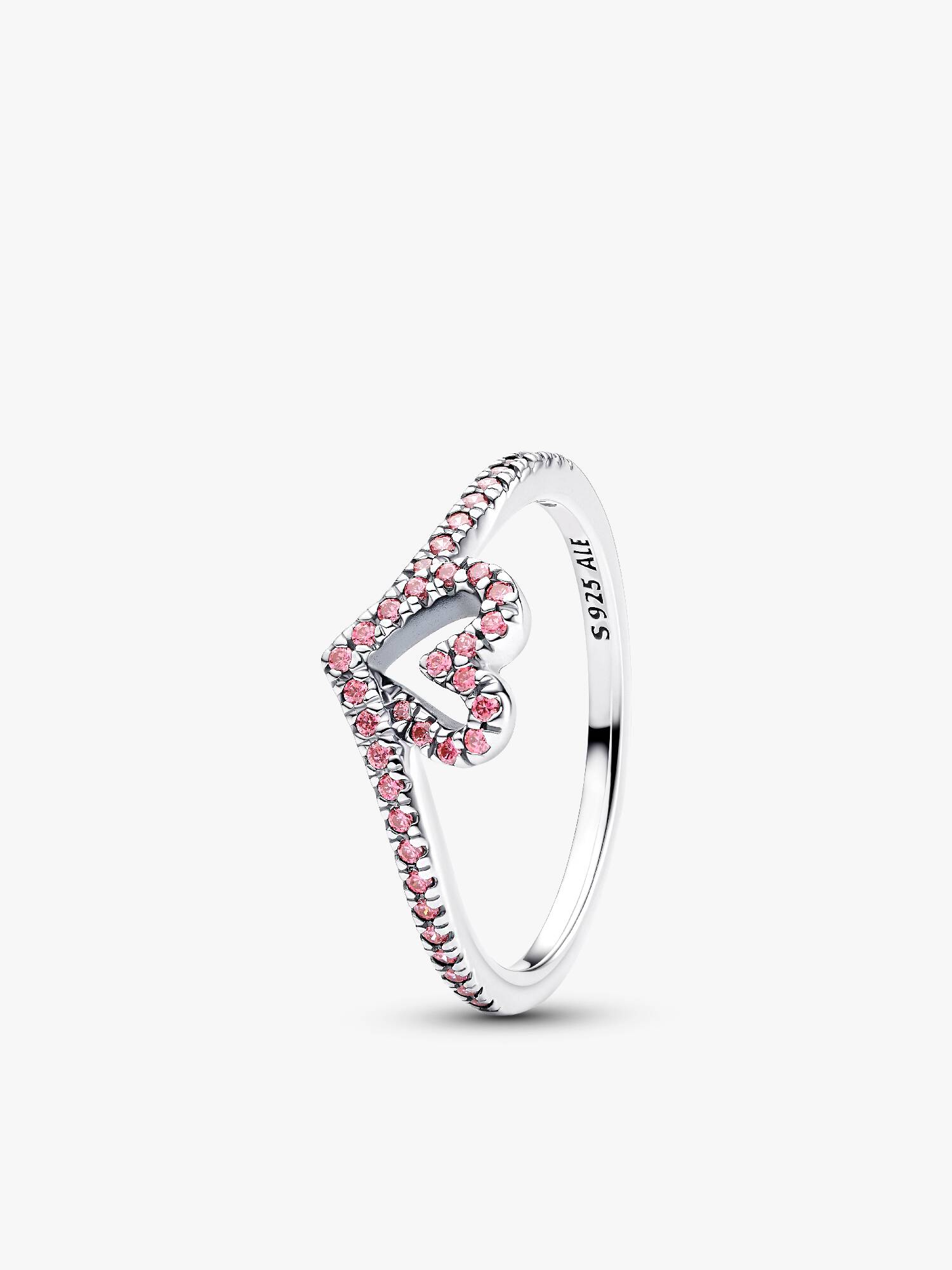 Wishbone-ring med gnistrande rosa hjärta