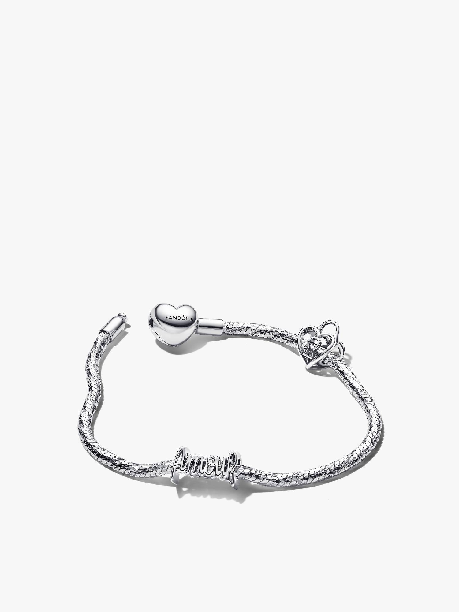 Amour & hjärta hänglås charm & armband set