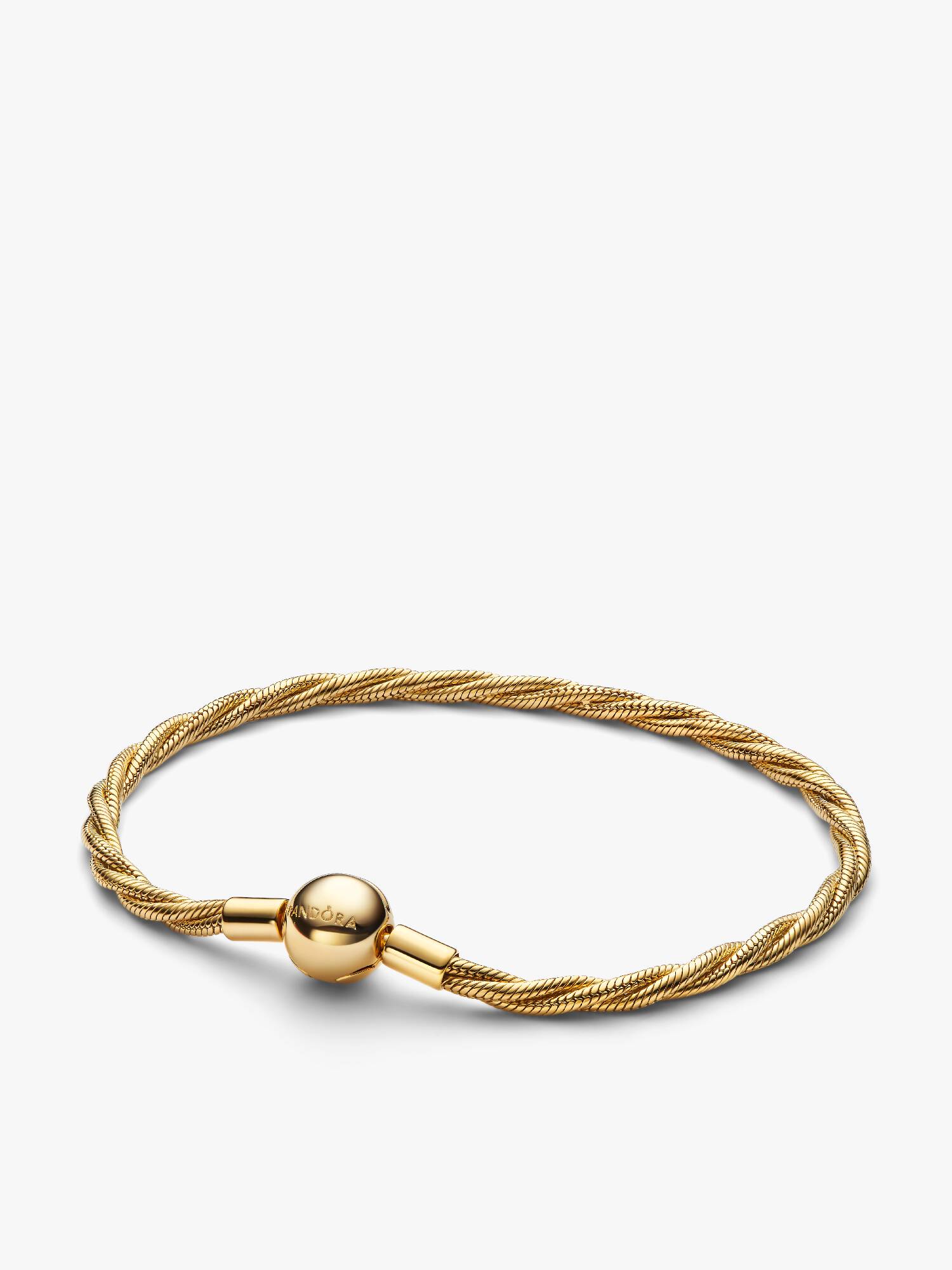 Runt, vridet ormkedjearmband med Pandora-logotyp