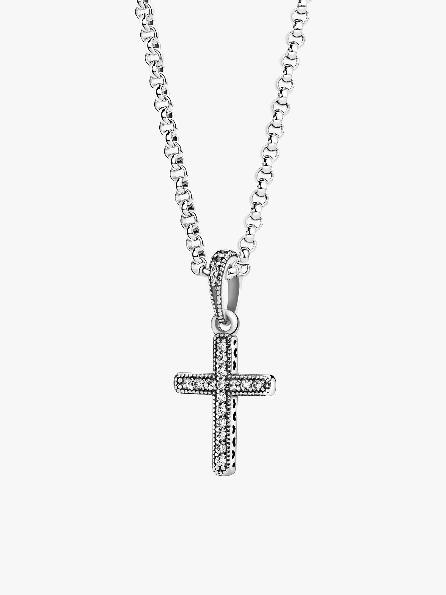 Rolokette mit funkelndem Kreuz Anhänger