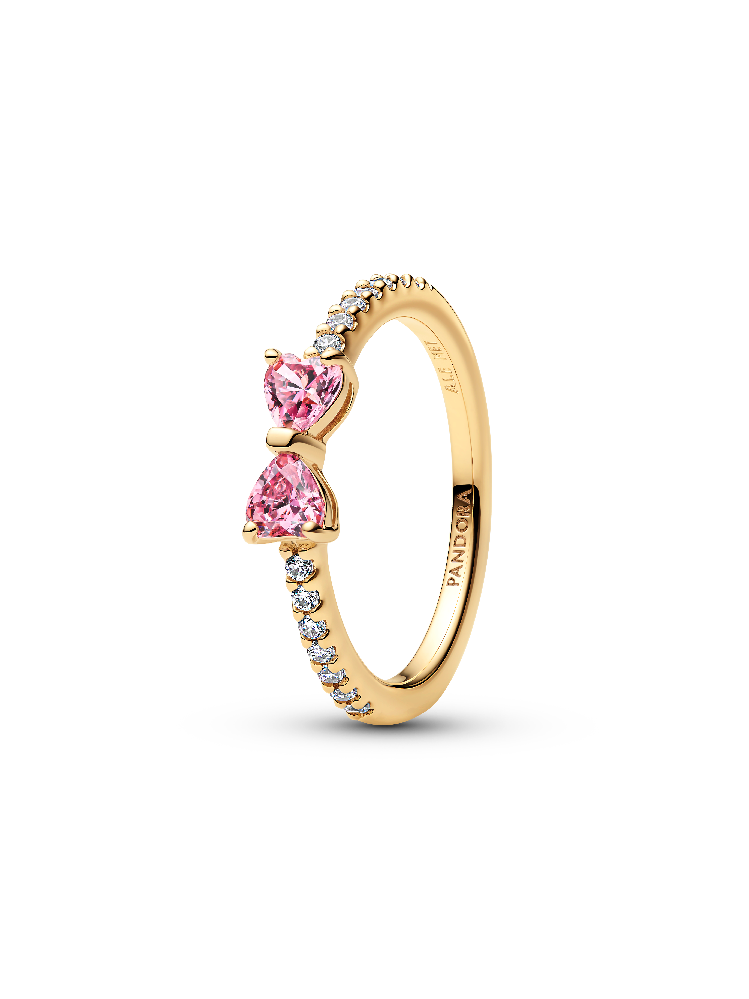 Ring med rosettformad design och två rosa stenar