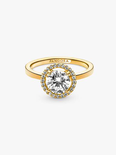 Glittrande Rund Halo Ring