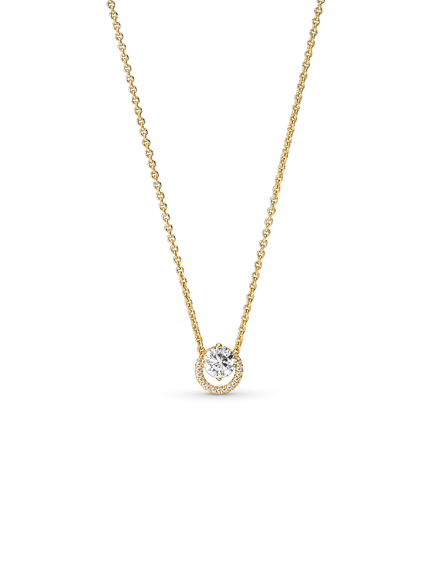 Glittrande Runt Halo Pendant Collier Halsband