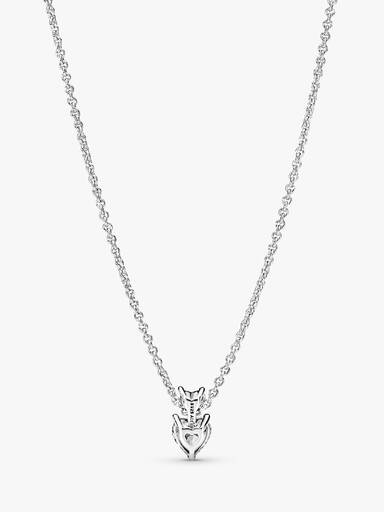 Double Heart Pendant Sparkling Collier Halsband