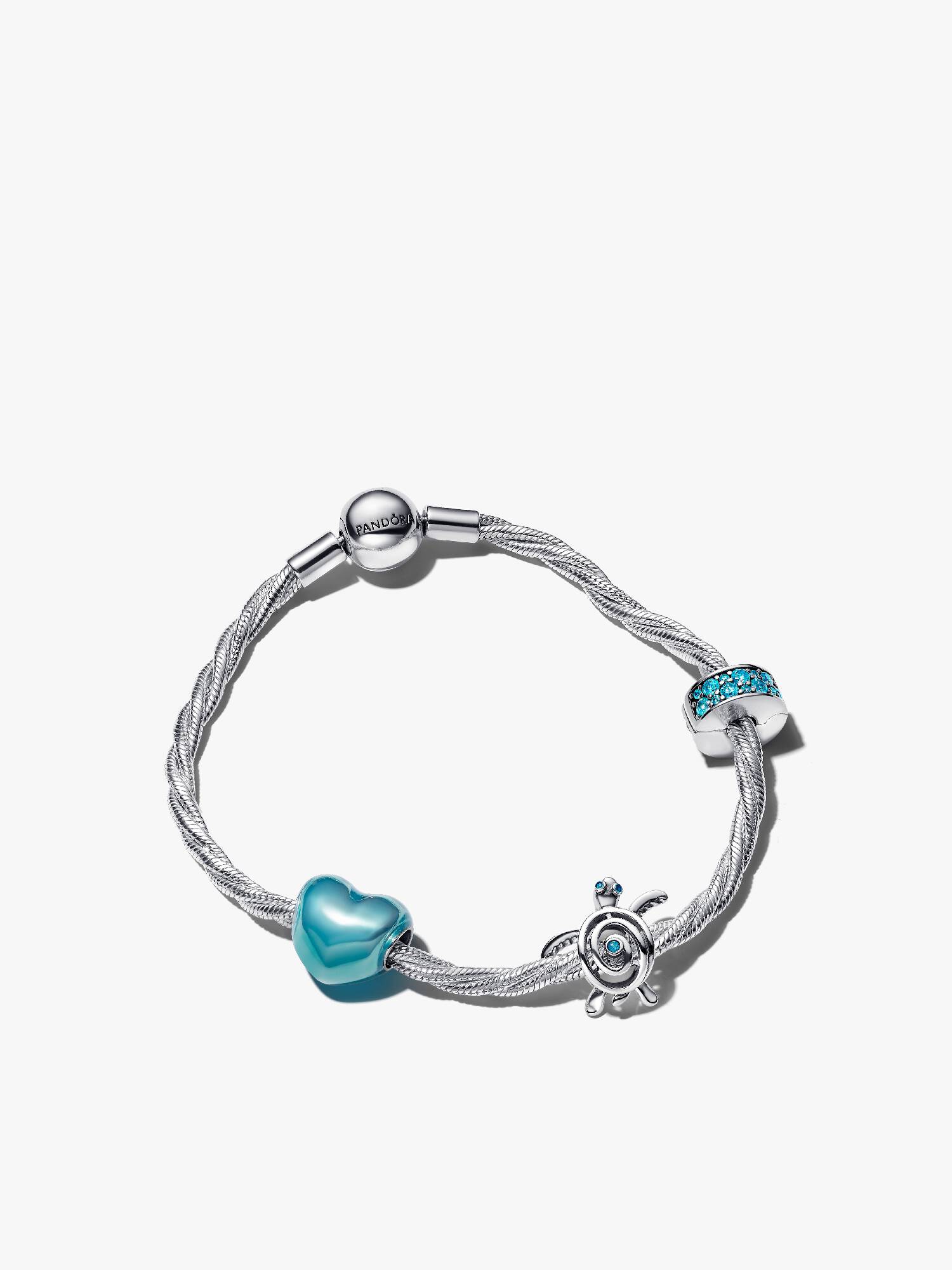 Smyckesset med sköldpaddshjärta- och clipcharm armband