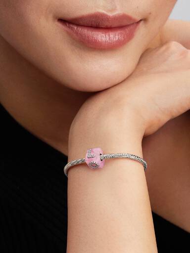 Rosa Love Cube-berlock i muranoglas