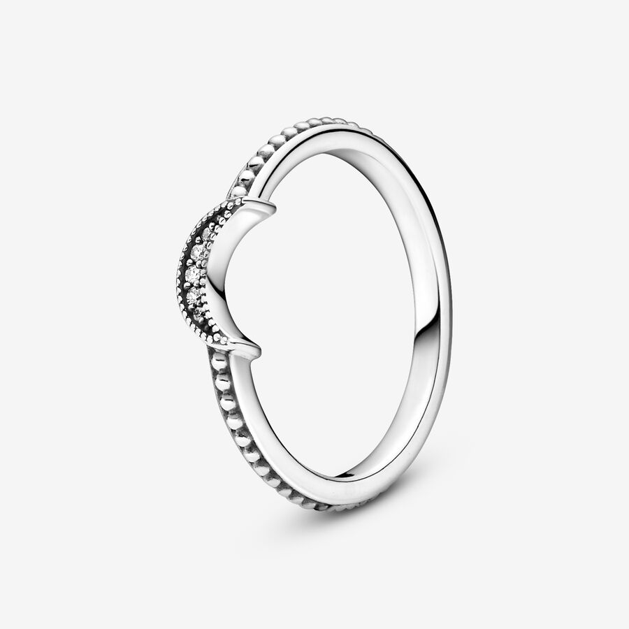 Pärlad ring med glittrande halvmåne image number 0