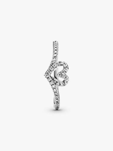 Gnistrande wishbone-ring med hjärta