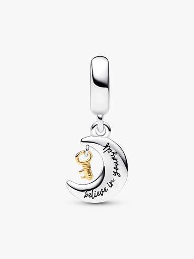 Tvåfärgad hängberlock med nyckel och måne